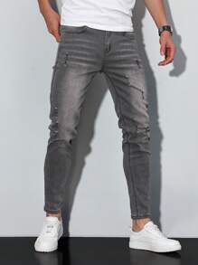 Manfinity Homme Men's Slim Fit Pocket Detail Casual Jeans, Daily Wear