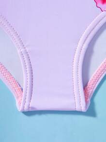 SHEIN Baby Girl Cute Knitted Cartoon Pattern Bow One-Piece Swimsuit, Summer One-Piece Bathing Suit