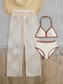 SHEIN Tween Girls 3pcs Bikini Set, For Summer Beach - Multicolor - View 1