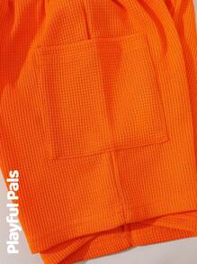 SHEIN 2 peças/conjunto de camiseta e shorts de bolso para meninos, casual, diário, estampa listrada fofa, gola redonda, manga curta, conjunto de verão - Multicolorido - Ver 8