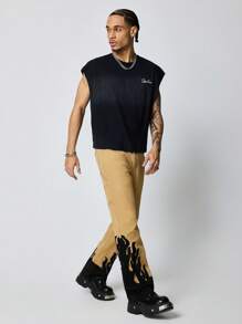 ROMWE MEN Street Life Męskie proste jeansy z kieszeniami z przodu i guzikami, codzienne noszenie