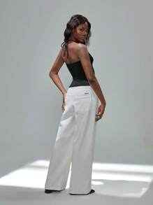 TRNVIE 时尚性感镂空挂脖黑色背心，度假装。节日装 - 黑色 - 查看 2