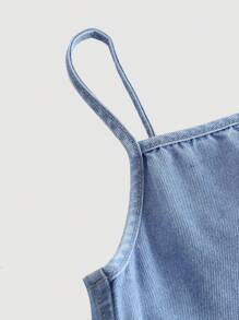 Maija Kids Maija Kids Young Girl Cute Bow Knot Denim Spaghetti Strap Dress In Blue,Kid Girls Spring And Summer Casual Vacation Country Boho Wear, Beach Outfits For Kid Girls,Spring Break Outfits,Rave Outfits Festival Denim Dress