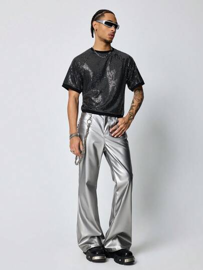 ROMWE Avant Camiseta corta casual de cuello redondo de manga corta con ajuste ceñido para hombres