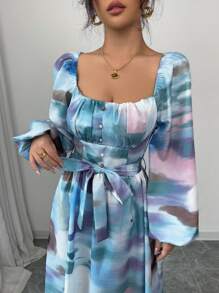 Modelyn Women's Minimalist Casual Dress, For Daily Wear - Blue - View 1