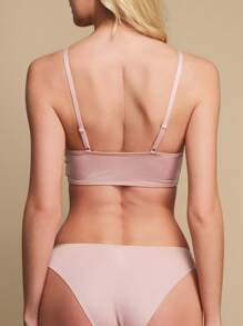 TryMe Bralette de lencería con cuello de pico suave, ajustable y con adorno de strass para mujeres - Rosa vieja - Ver 2