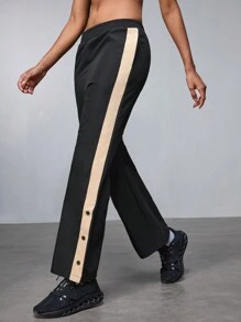 SHEIN Women Sports Pants, Minimalist Style Casual Daily Wear - Black - View 1