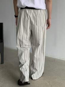 DAZY Men's Front-Tie Pocket Striped Casual Pants, Simple And Everyday Wear