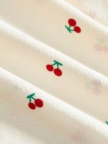 ROMWE Kawaii Plus Size Casual Country Style Loose Strap Shorts & Home Wear Set, Suitable For Summer - Beige - View 3