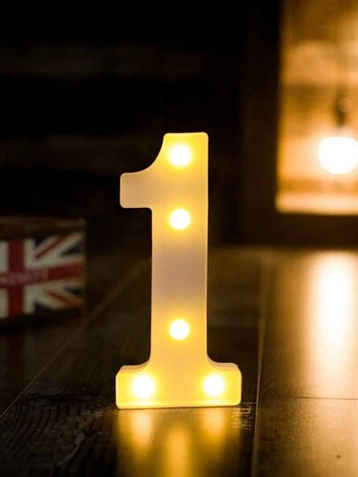 1 pieza Luz decorativa en forma de número 1 de 21 cm, luces sólidas y brillantes simples para decoración de cumpleaños, boda, aniversario, Año Nuevo, fiesta, habitación y mesa, Navidad