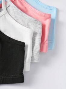 SHEIN 5pcs Tween Girls Black, White, Pink Simple Comfortable Breathable Crop Top Bralette Underwear Set - Baby Blue - View 3