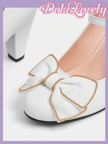 Dola Lovely Women's Black & White Mary Jane Pumps With Classic Vintage Lolita Lace Design