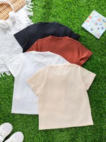 Compra 2 y llévate 1 gratis. Paquete de 3 camisetas de niño casual y deportivo con estampado de texto, un conjunto eficiente de gran valor adecuado para niños para volver al colegio, fiestas, eventos, diario, escuela y viajes en primavera y verano