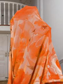 SHEIN Privé 大码优雅简约风格细肩带全花卉印花粉色性感约会/茶会修身中长连衣裙