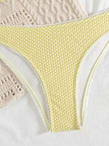 Swim Mod Women's Solid Color Textured Beachwear Swimwear Set, For Summer Vacation