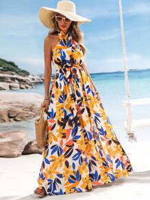SHEIN VCAY Váy xẻ hở lưng in họa tiết dệt cho nữ trang phục mùa xuân và mùa hè, quần áo mùa hè, ngày lễ tình nhân, trang phục đi nghỉ cho phụ nữ, trang phục đi biển cho phụ nữ, lễ hội, trang phục lãng mạn và thanh lịch, bohemian, boho, ngọt ngào, trang phục rave lễ hội, trang phục đi nghỉ nhiệt đới cho phụ nữ - Nhiều màu - Xem 5