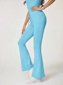 TaskEZ Solid Color Short Sleeve Pocket Simple Top And Pants Scrub Uniform Set - Baby Blue - View 3