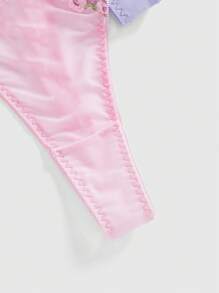 ROMWE Fairycore Set de 3 tangas para mujer con insertos de malla y bordado floral romántico