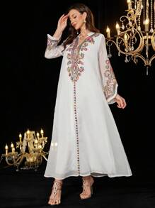 Al Najma Vestido elegante y lujoso personalizado para mujeres, con bordados y cuentas, Modesto kaftan