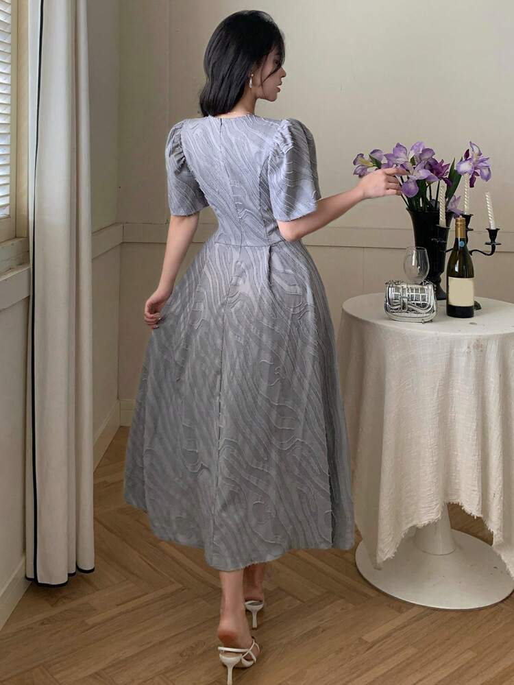 Women's Elegant Ruffle Sleeve A-Line Midi Dress Sundress,Dress For Wedding