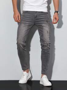 Manfinity Homme Men's Slim Fit Pocket Detail Casual Jeans, Daily Wear