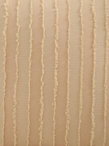 条纹提花枕套，亚麻布，适用于客厅和卧室装饰 - 卡其色 - 查看 5