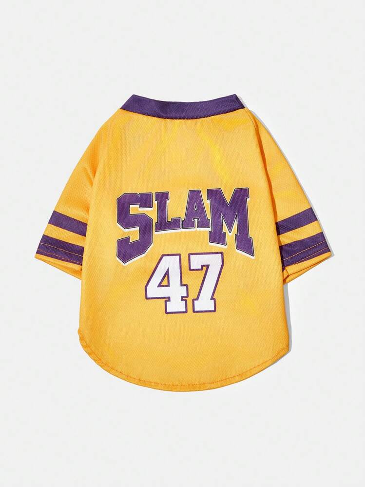 PETSIN 1 件宠物猫狗拼色和 47 号印花运动衫，运动休闲透气舒适宠物衬衫 - 彩色 - 查看 1