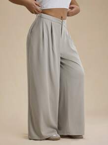 Forever 21 Pantalon décontracté unicolore grande taille, mode minimaliste pour un port quotidien - Nude - Voir 3
