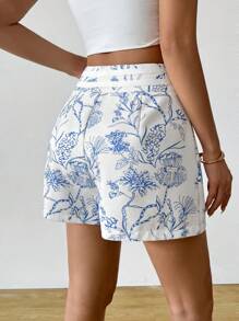 Breezaya Women Versatile Printed Shorts, Suitable For All Seasons - Blue and White - View 2