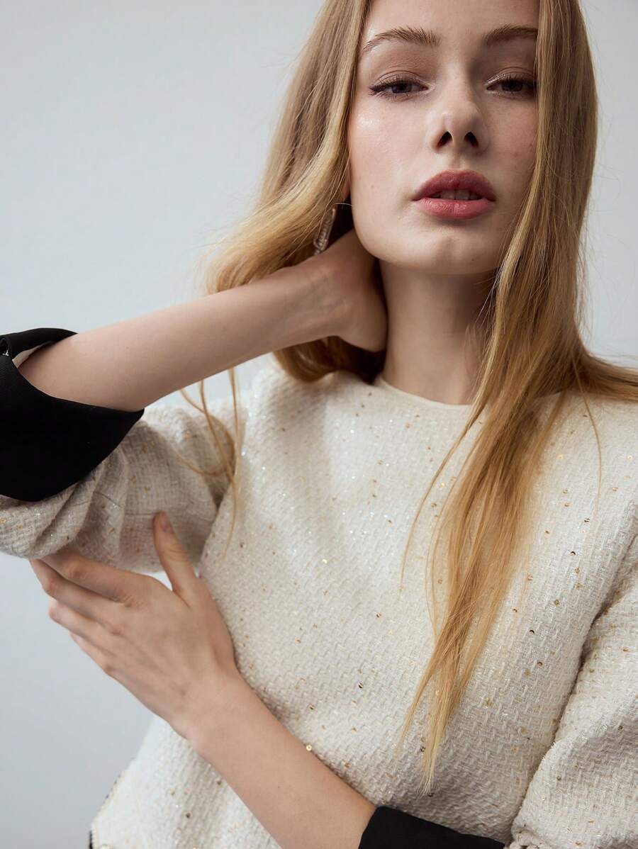 MOTF STUDIO TWEED CONTRAST BINDING DRESS