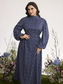 Graceveil 大码优雅碎花灯笼袖连衣裙 - 彩色 - 查看 3