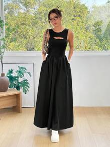 Muchica Women's New Hollow Out Back Dress - Black - View 5