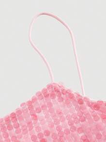 SHEIN MOD 女士粉色亮片吊带背心，春季无袖亮片短款上衣，派对装
