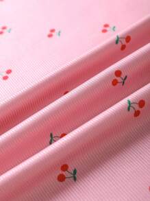 青少年女孩圆领短袖全身印花休闲睡衣套装 - 粉色 - 查看 7