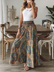 Breezaya Women's Paisley Print High-Waist Wide-Leg Vacation Pants Fall Cloth For Women - Multicolor - View 3