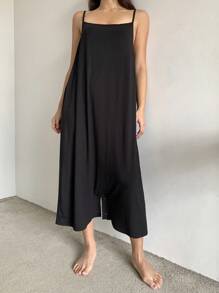 DAZY Mono ancho y suelto de color liso informal para mujer, ropa de estar en casa