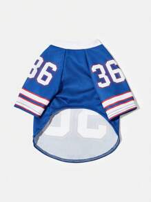PETSIN 1 件宠物猫/狗通用蓝色数字印花时尚休闲针织狗 T 恤 - 彩色 - 查看 6