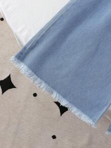 青少年女孩时尚街头风吊带背心和喇叭牛仔裤夏季两件套