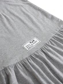 SHEIN 青少年女孩休闲荷叶边袖圆领宽松T恤和裙子两件套