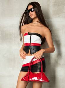 SHEIN ICON Ladies, Women Shoulder Bag, Hobo Bag, Fashionable, Personalized, Simple, Versatile, Street, Sweet And Cool Girls, Hot Girls, Y2k, Retro, Red, Vintage, Mini Bag Charm, Teenagers - Red - View 8