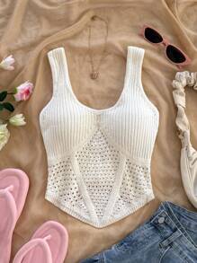 Soleia Nueva elegante Top tipo chaleco de punto con diseño de amarre en la cintura para vacaciones