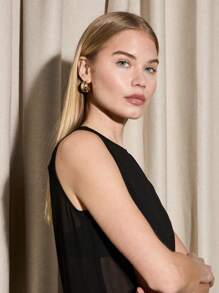 AiiRZ Sheer Mesh Column Maxi Dress Evening Party See Through Layered Sleeveless Long Dress With Built-In Undergarments Modern Elegant Design - Black - View 6