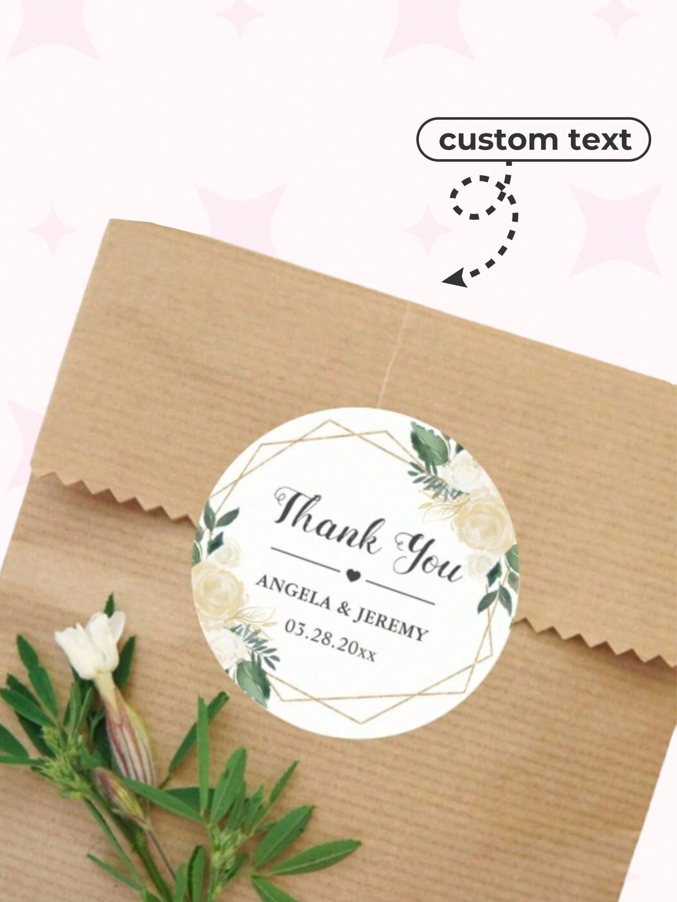 100pcs Personalized Custom Labels Waterproof Party– Adhesive Stickers With Any Design, Image, Logo, Or Text, Perfect For Businesses, Thank You Seals, Ornamental Decoration, Bedroom, Office, Tea Room, Home, Garden; Multi-Functional, Durable, For Anniversaries, Birthdays, Weddings, Graduation, Housewarming, Mother's Day, Father's Day, Valentine's Day