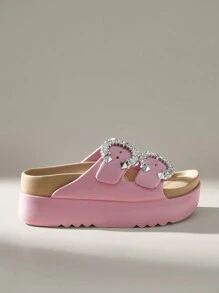 Solecia Women's Platform Slip On Slide Sandals, Minimalist Casual Everyday Wear