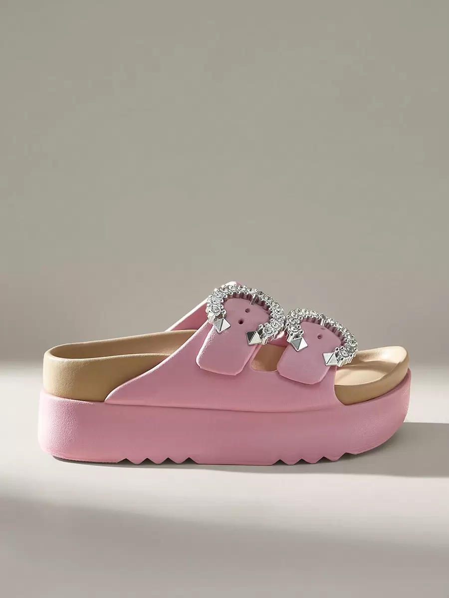 Solecia Women's Platform Slip On Slide Sandals, Minimalist Casual Everyday Wear