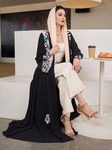 Al Najma 女士纯色拼布长袖休闲长袍连衣裙