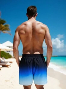 Manfinity Swimmode Men's Gradient Snake Print Drawstring Waist Beach Shorts Men Swim Trunks