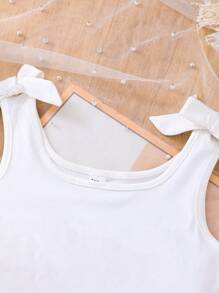 2件套女童白色蝴蝶结衬衫和花卉印花彩色裙子套装 - 彩色 - 查看 3