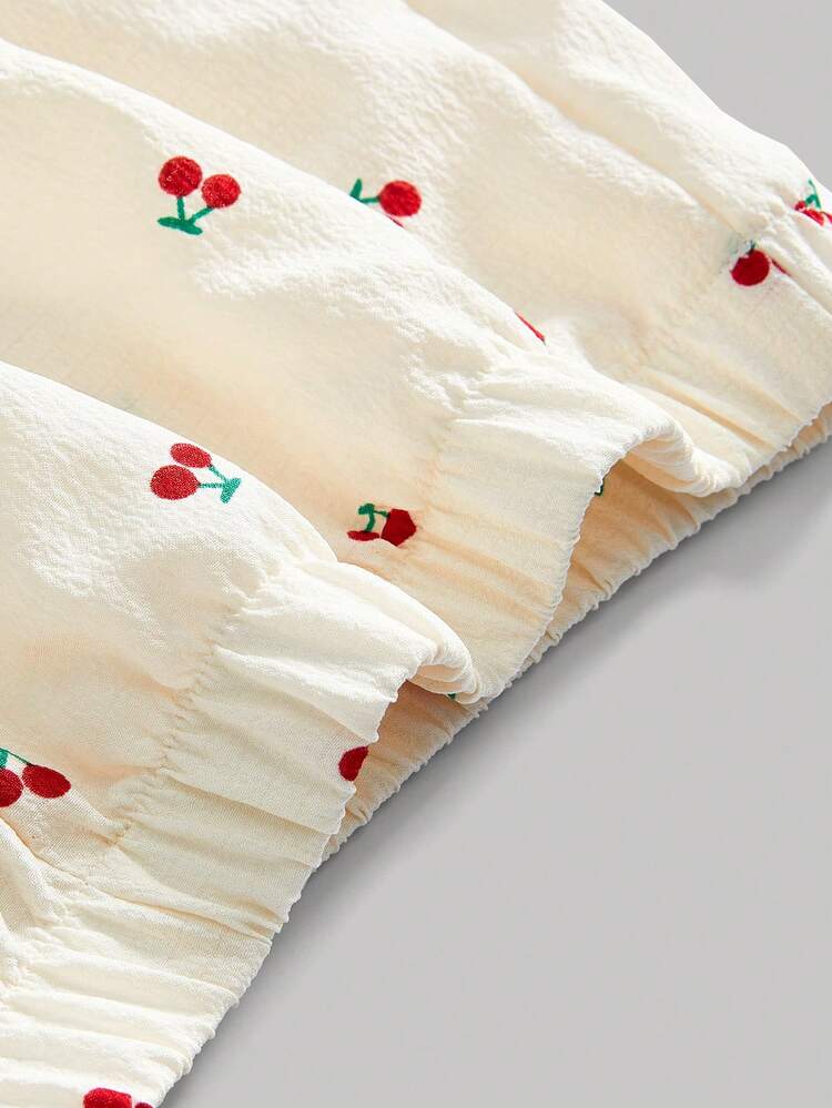 ROMWE Kawaii Plus Size Casual Country Style Loose Strap Shorts & Home Wear Set, Suitable For Summer - Beige - View 4