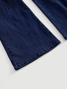 SHEIN MOD 性感弹力女式牛仔无袖连体裤，蓝色 - 深色水洗藍 - 查看 3